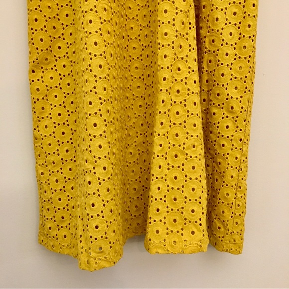NWT ZARA Openwork Embroidery Eyelet Yellow Mini Shift Dress Women’s Small - Picture 8 of 12